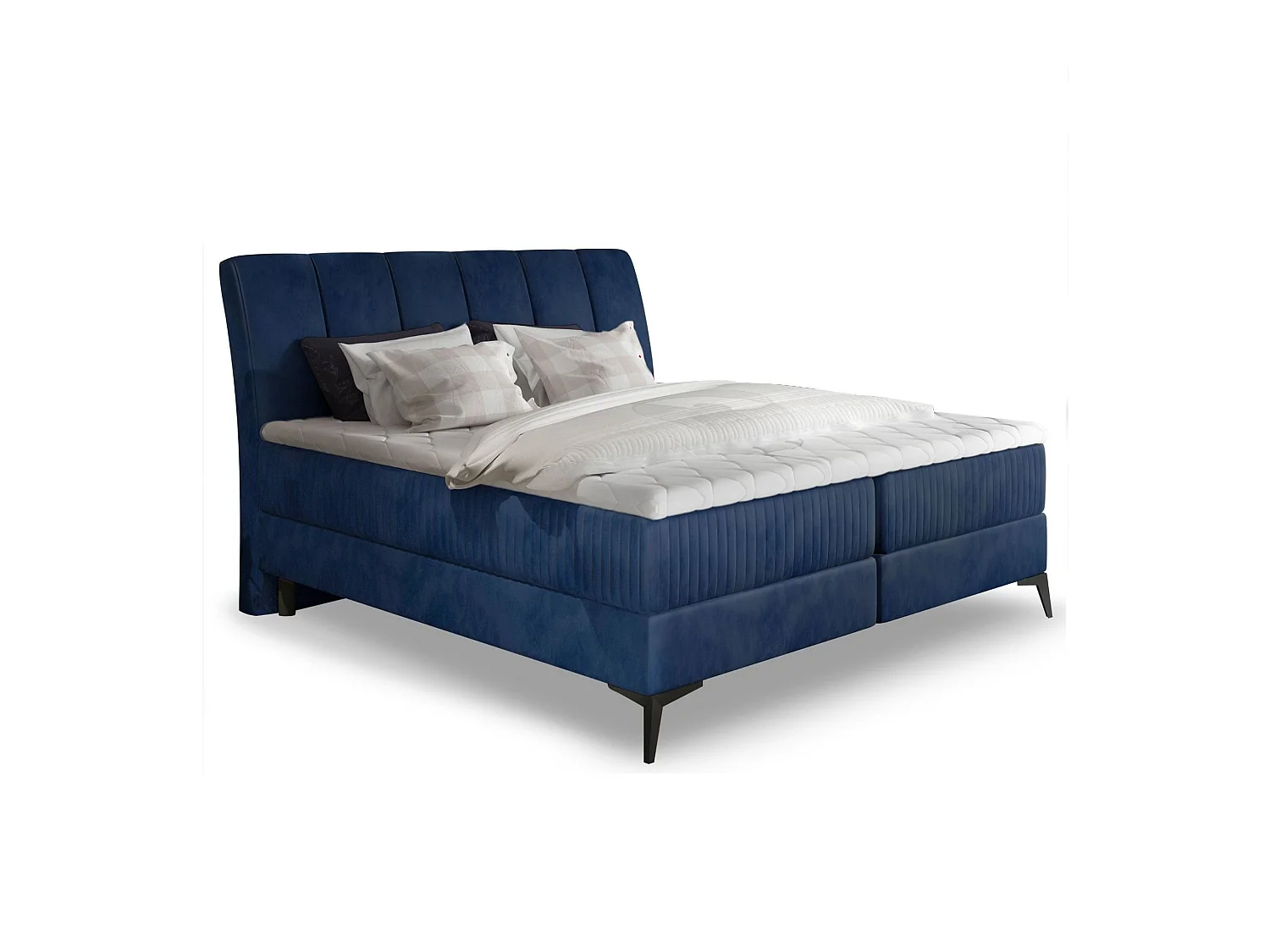 Lit continental moderne avec matelas velours bleu Brato-140x200