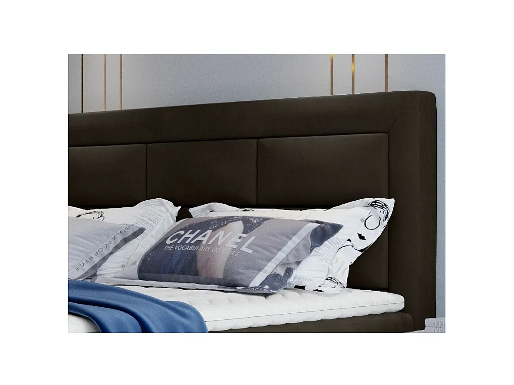 Lit continental velours marron Balore-Couchage 180x200 cm