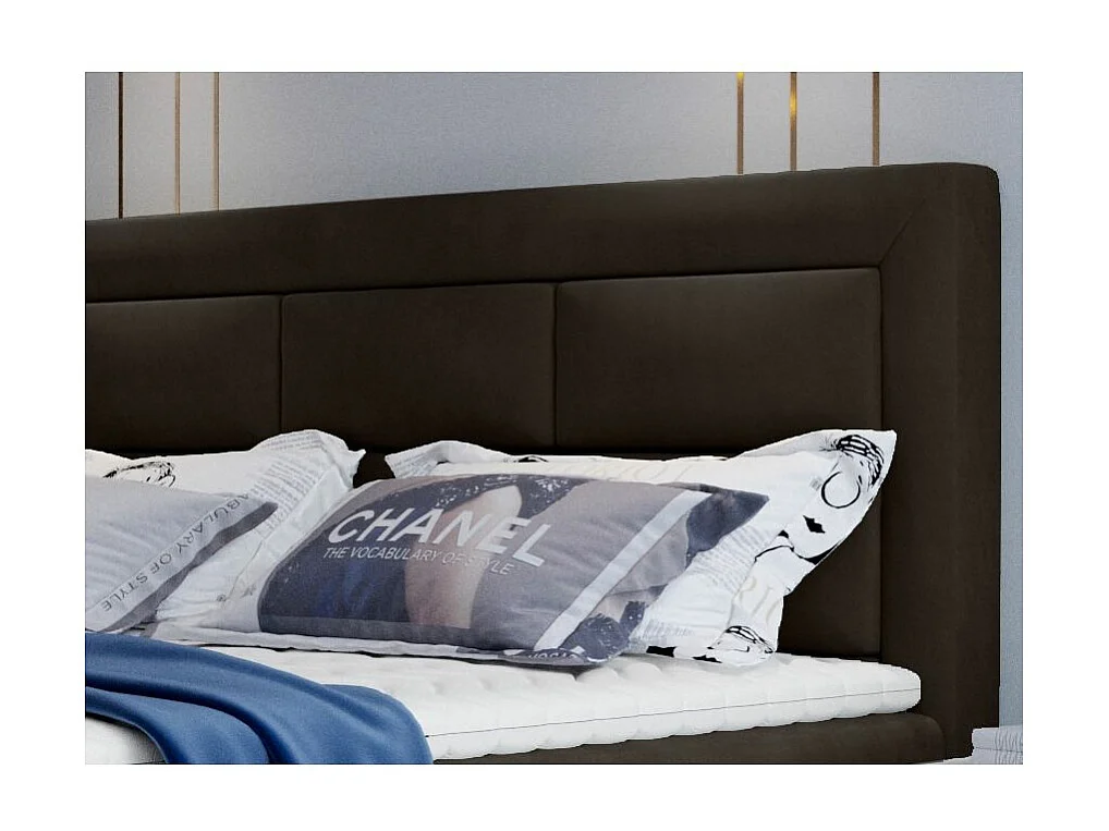 Lit continental velours marron Balore-Couchage 180x200 cm