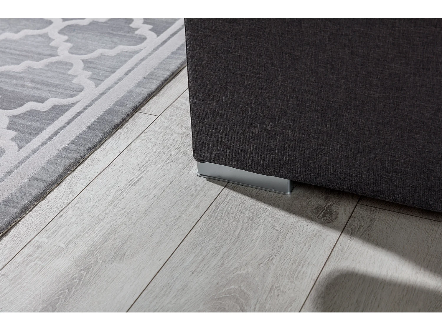 Lit chambre d'hôtel avec matelas tissu gris clair Alko-160x200