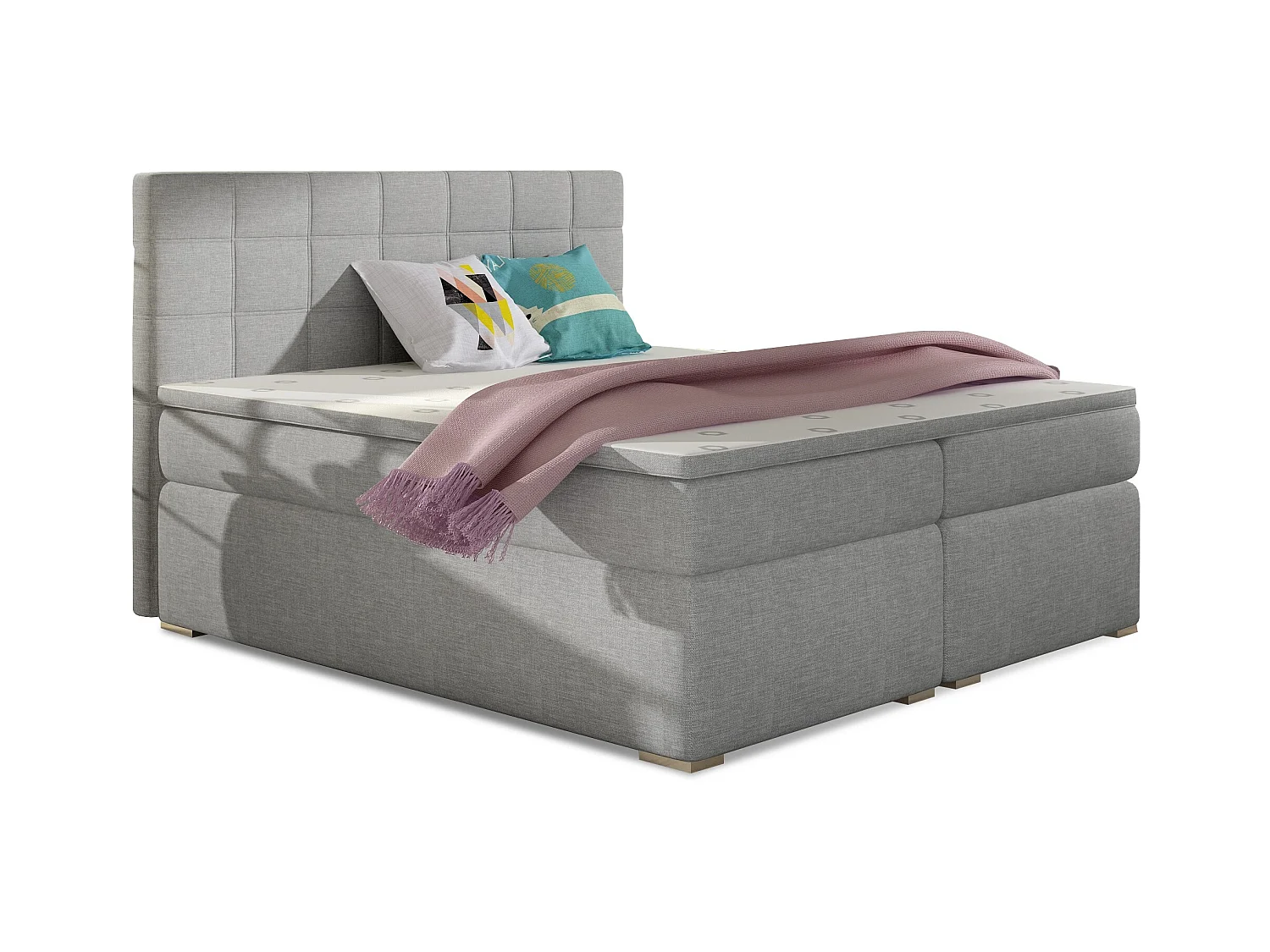 Lit chambre d'hôtel avec matelas tissu gris clair Alko-160x200