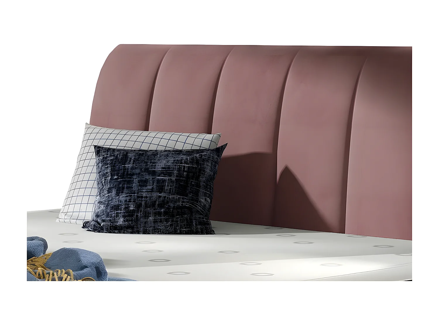 Lit continental matelassé velours rose Florencia-160x200