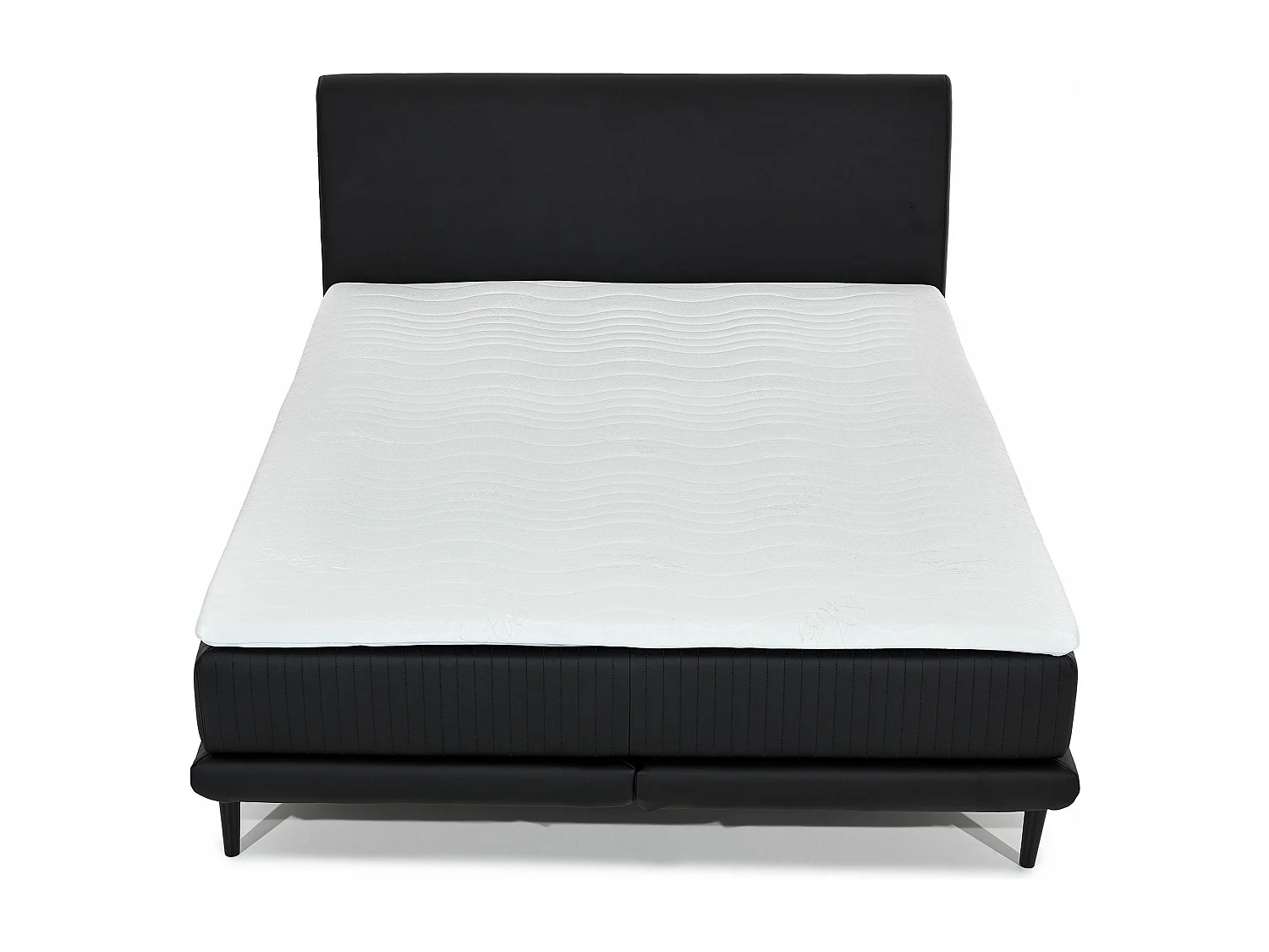 Lit boxspring 140x200 tissu gris clair sommier et matelas inclus Mastera
