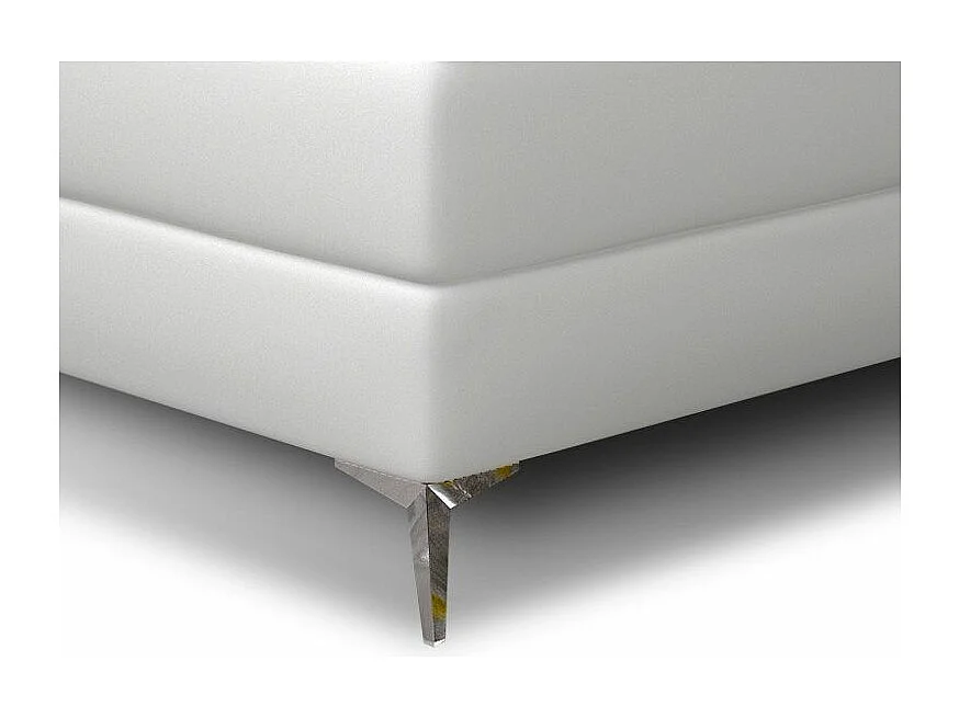 Continental design bed met strass gevoerd hoofdeinde in wit kunstleer Banky-Slapen 140x200cm