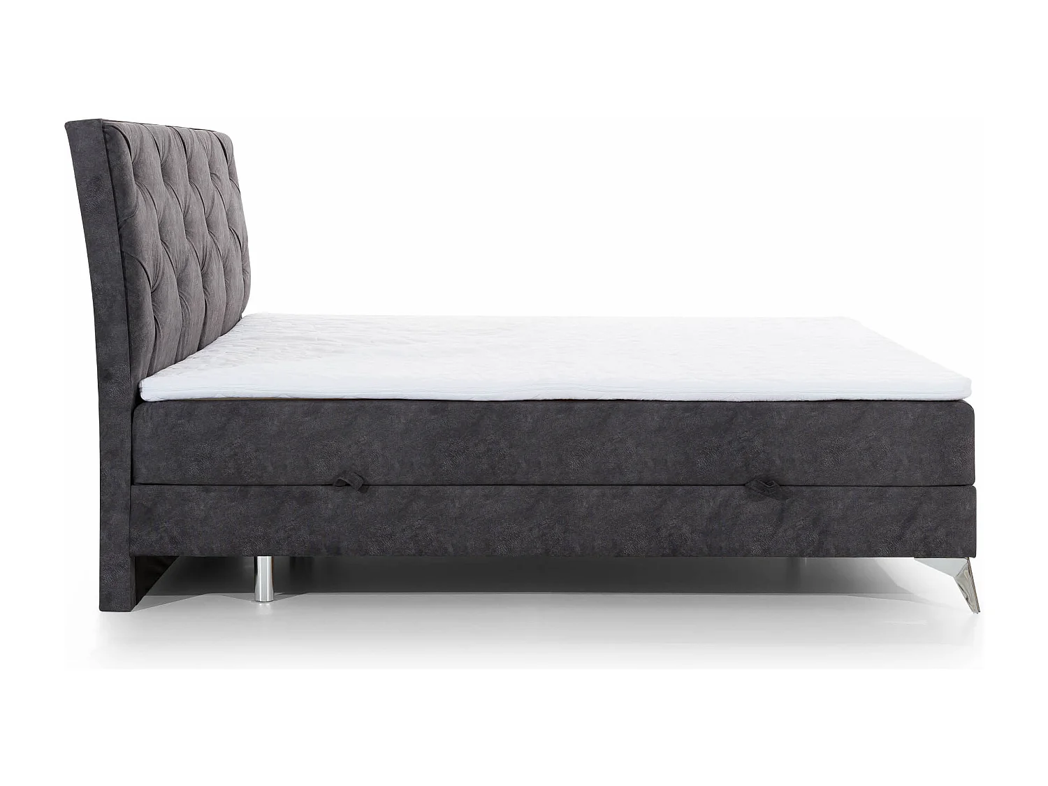 Lit design continental avec tête de lit capitonnée strass simili cuir blanc Banky-140x200