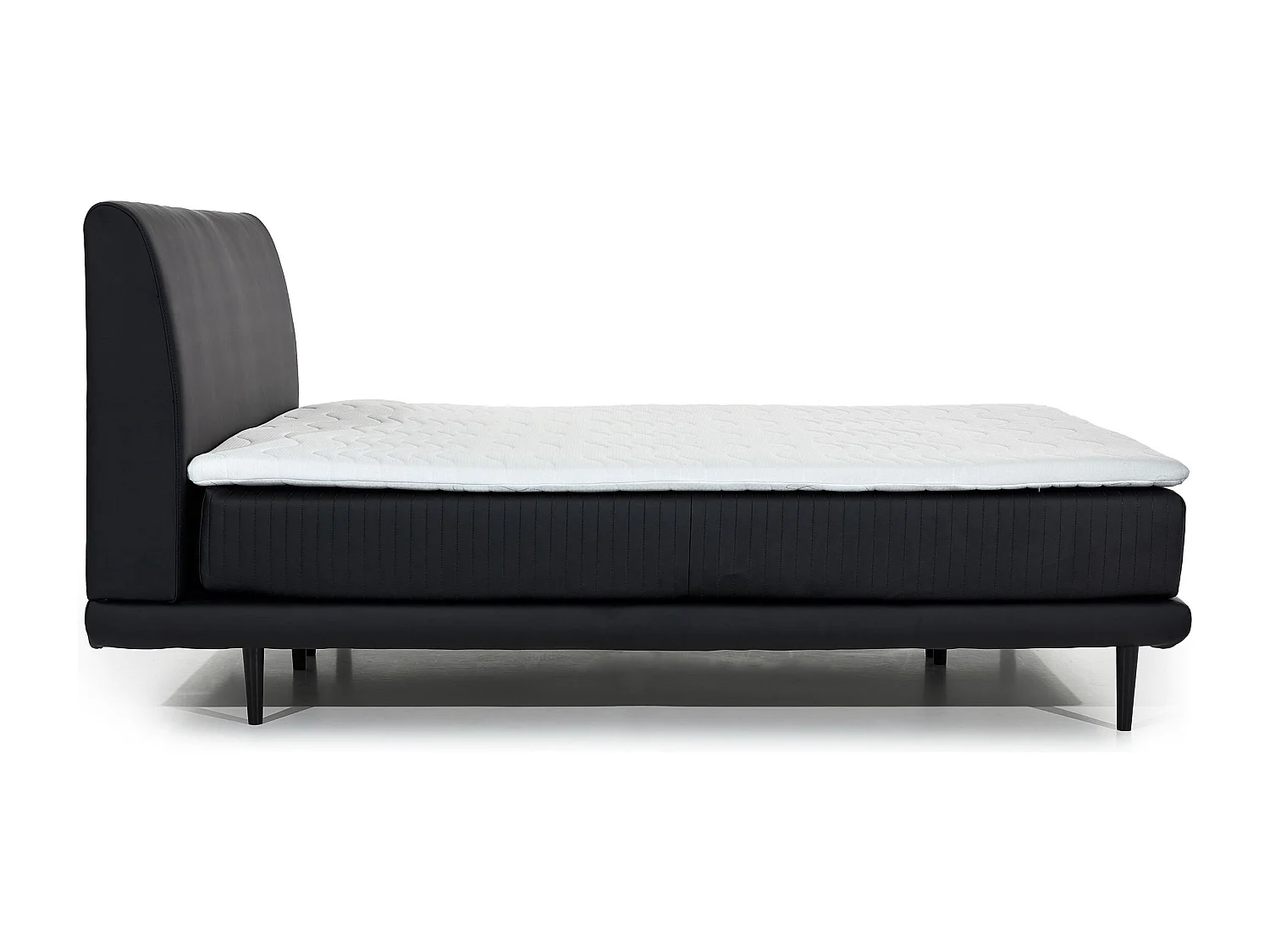 Lit boxspring 140x200 simili cuir blanc sommier et matelas inclus Mastera