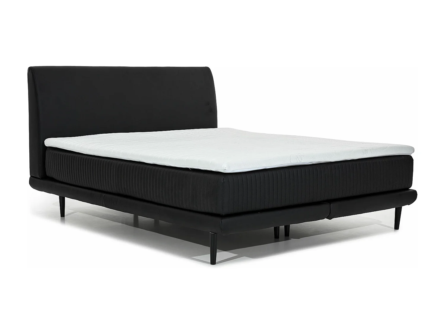 Lit boxspring 140x200 velours marron clair sommier et matelas inclus Mastera