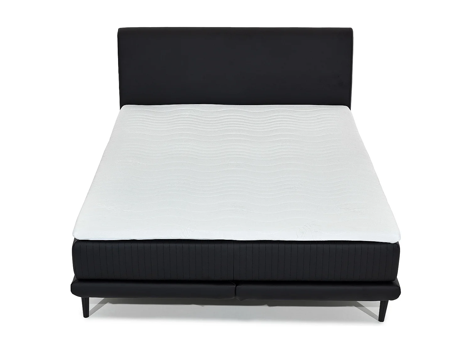 Lit boxspring 140x200 velours marron clair sommier et matelas inclus Mastera