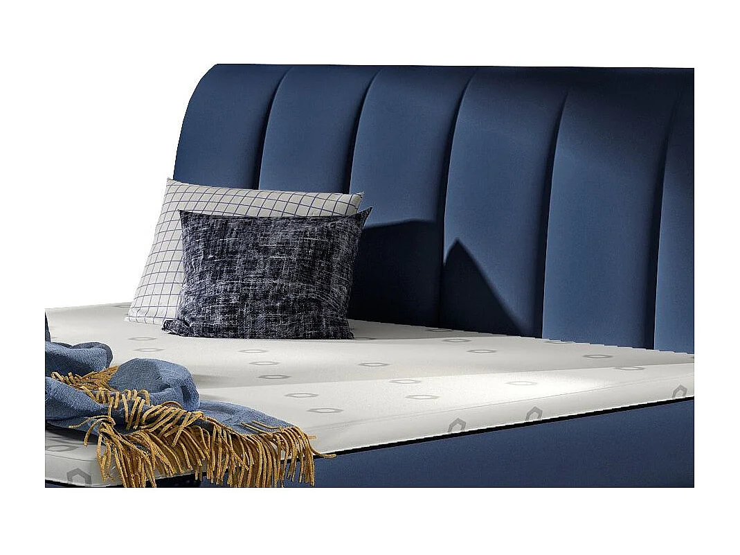 Lit continental matelassé simili cuir bleu Florencia-160x200