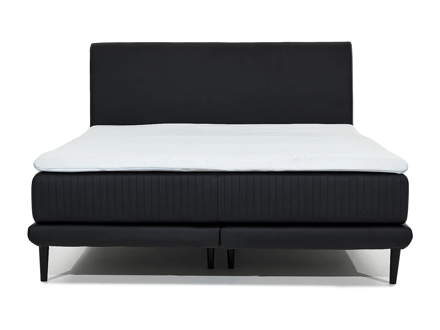 Lit boxspring 140x200 velours gris clair sommier et matelas inclus Mastera