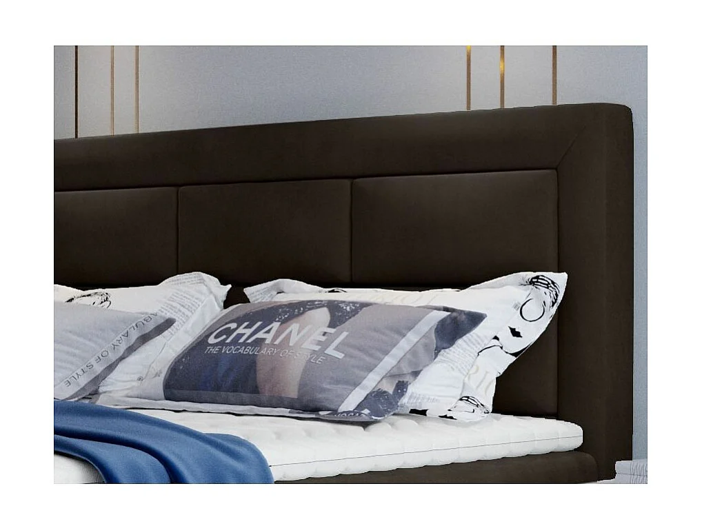 Lit continental velours marron Balore-Couchage 160x200 cm