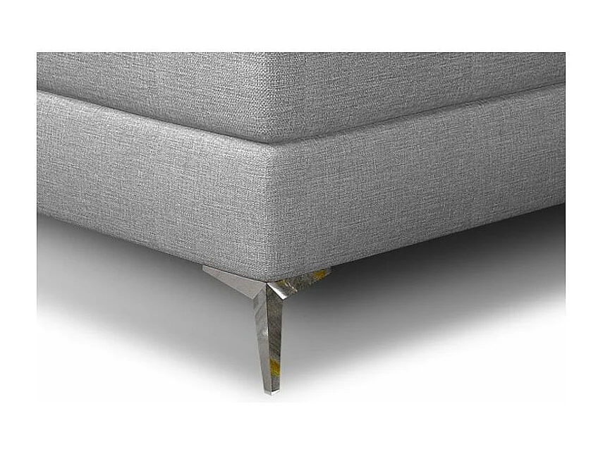 Lit design continental avec tête de lit capitonnée strass tissu gris clair Banky-140x200