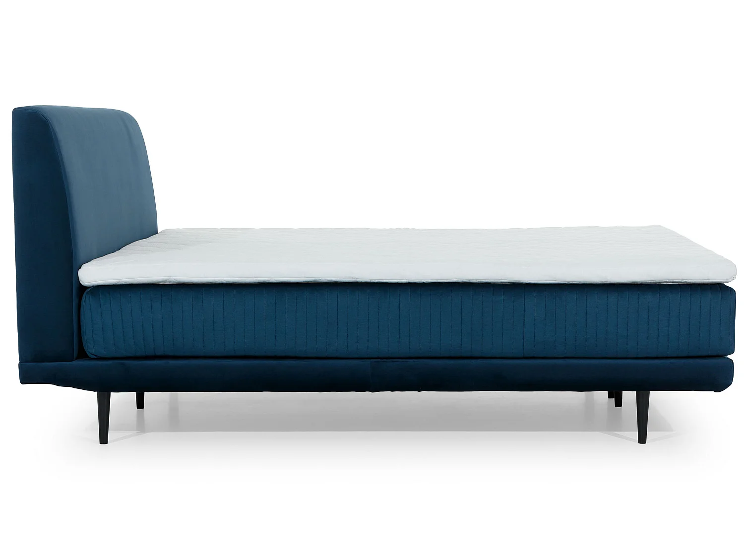 Lit boxspring 160x200 velours bleu foncé sommier et matelas inclus Mastera