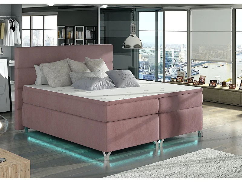 Lit boxspring 160x200 tissu velours Mador