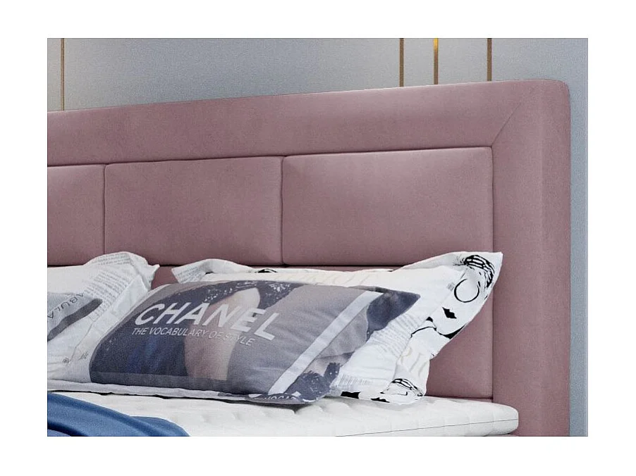 Lit continental velours rose Balore-Couchage 180x200 cm