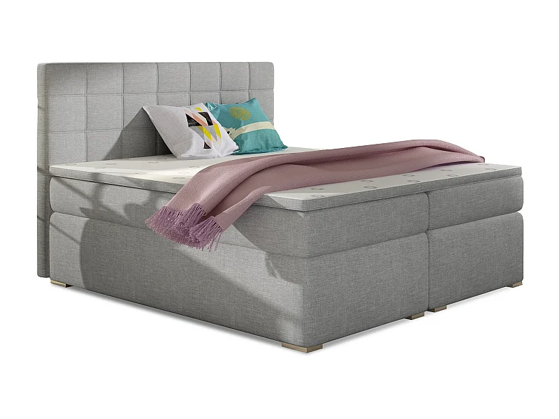 Lit chambre d'hôtel avec matelas tissu gris clair Alko-180x200