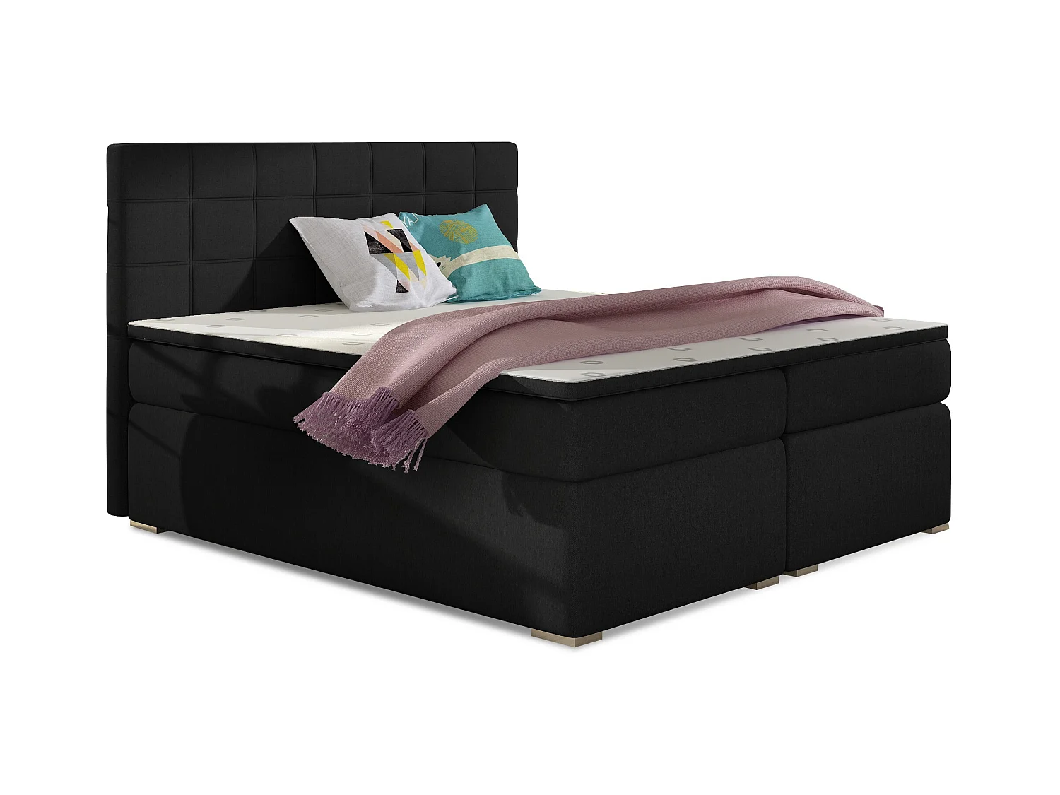 Lit chambre d'hôtel avec matelas tissu noir Alko-160x200