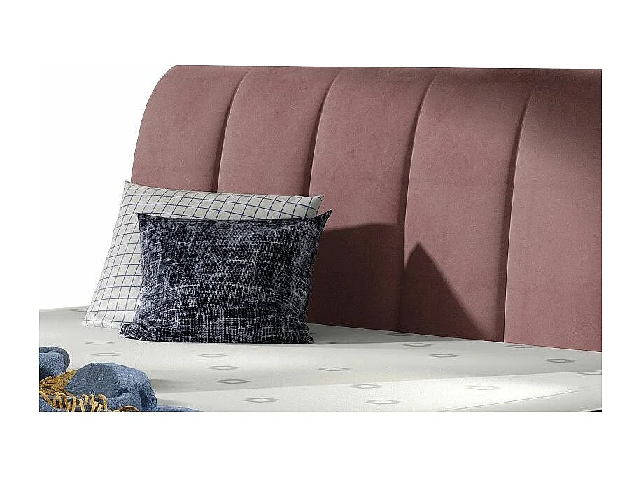 Florencia roze fluwelen gewatteerd continentaal bed-Slapen 140x200cm