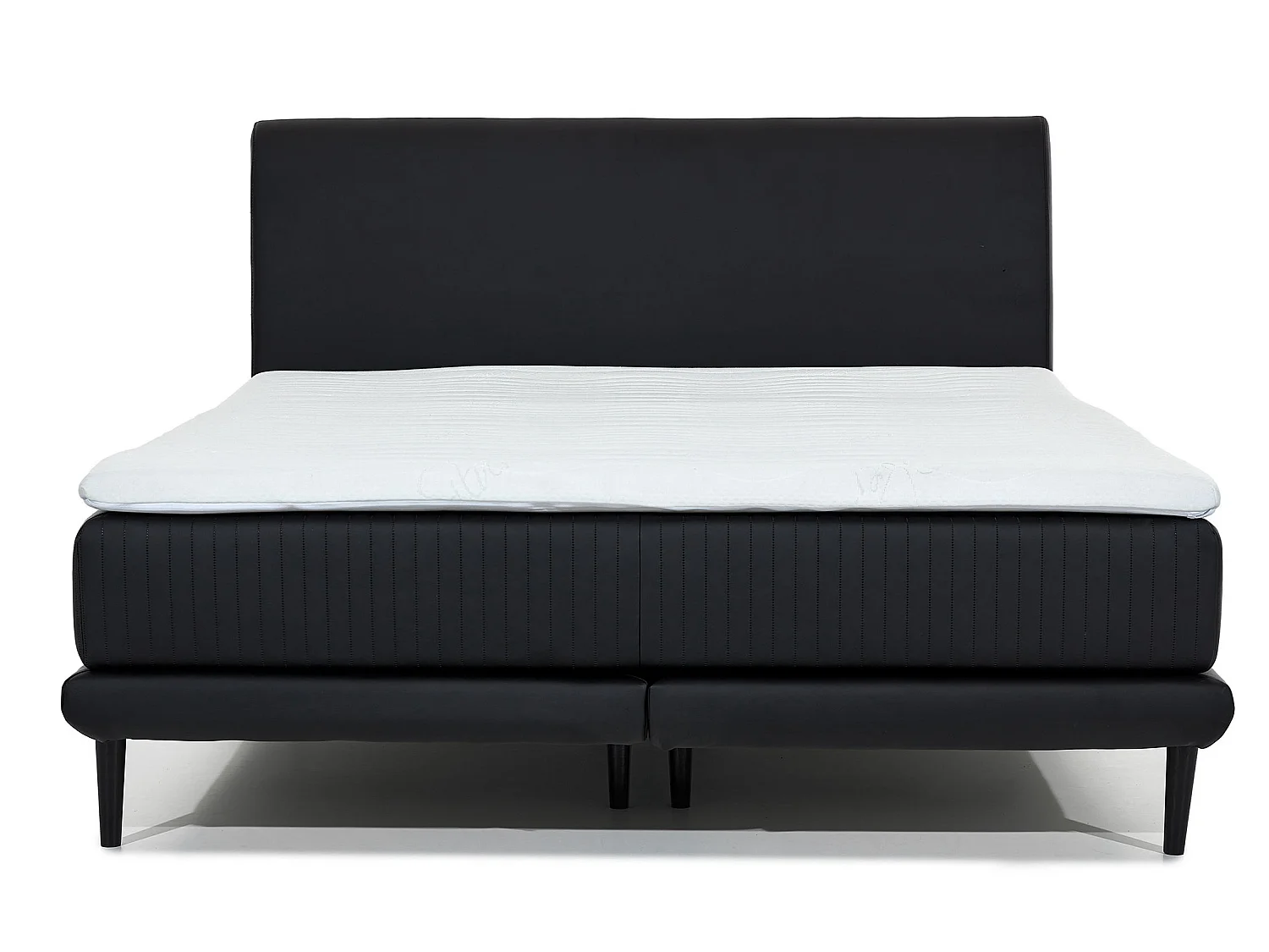 Lit boxspring 160x200 tissu gris foncé sommier et matelas inclus Mastera