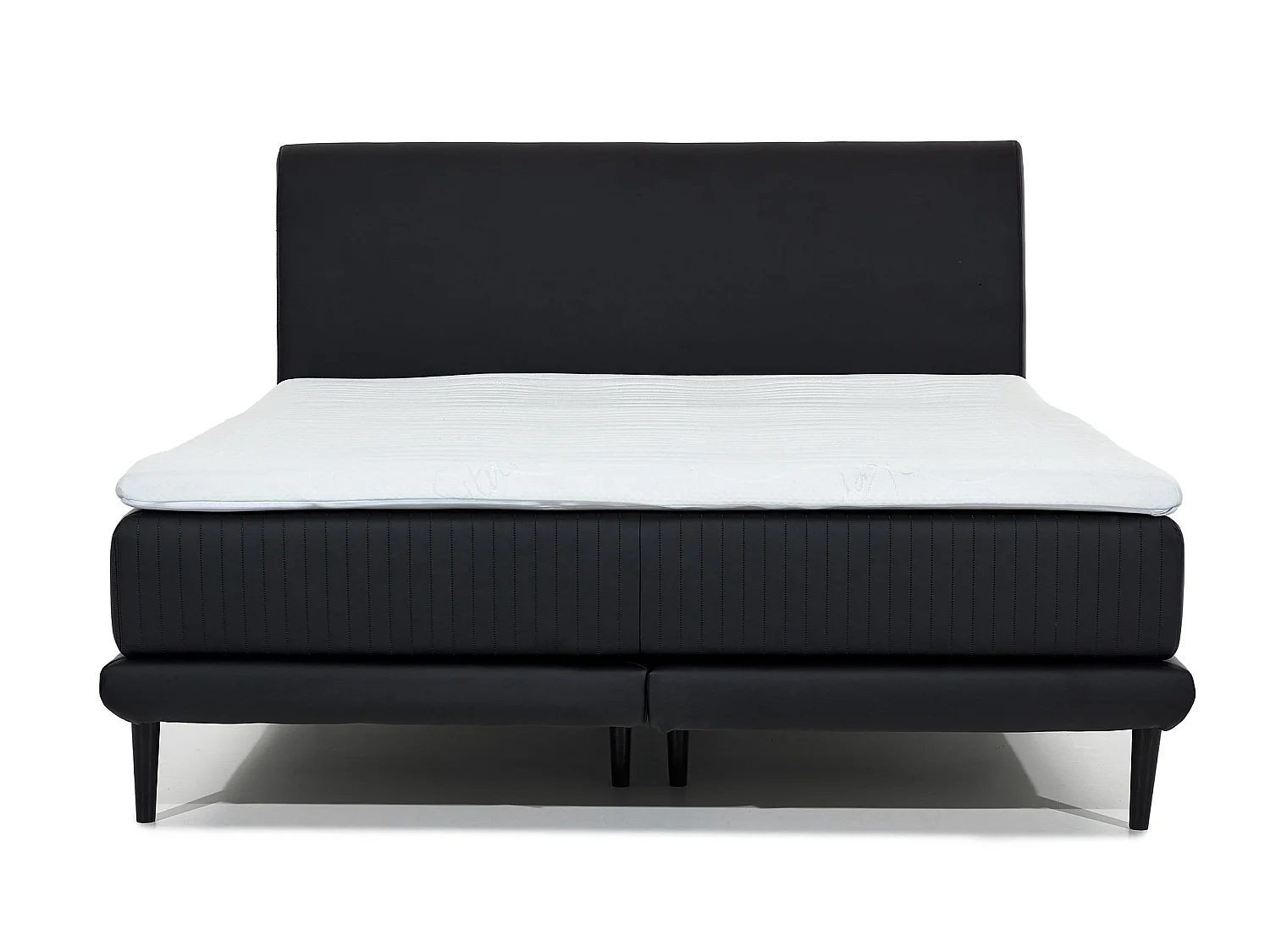 Lit boxspring 160x200 tissu gris foncé sommier et matelas inclus Mastera