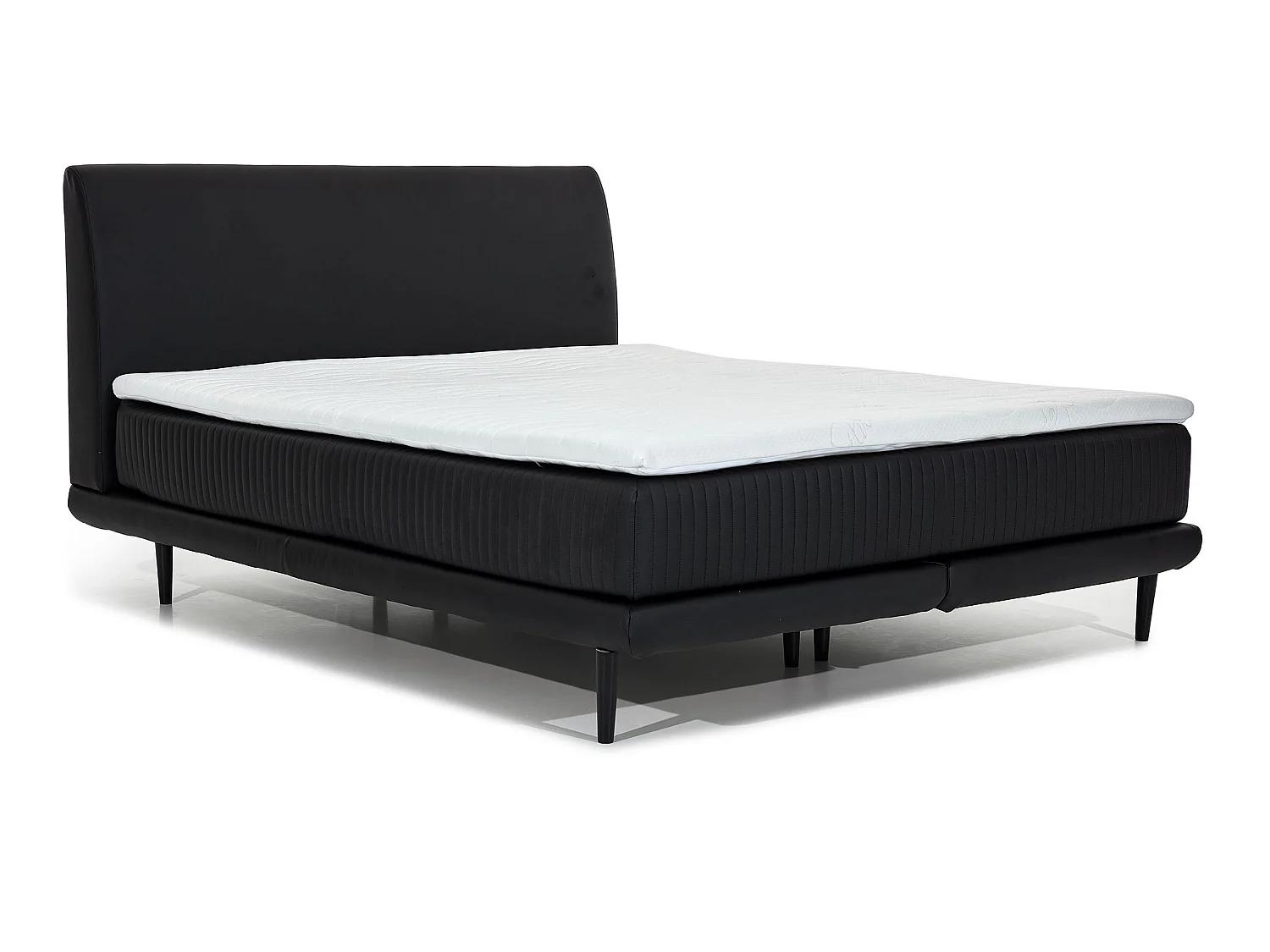 Lit boxspring 160x200 tissu gris foncé sommier et matelas inclus Mastera