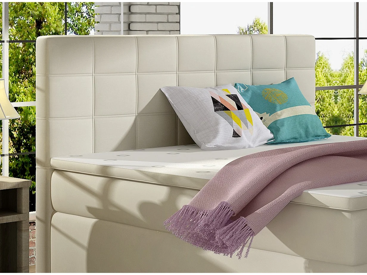 Hotelslaapkamerbed met lichtbeige kunstleren matras Alko-Slapen 160x200cm