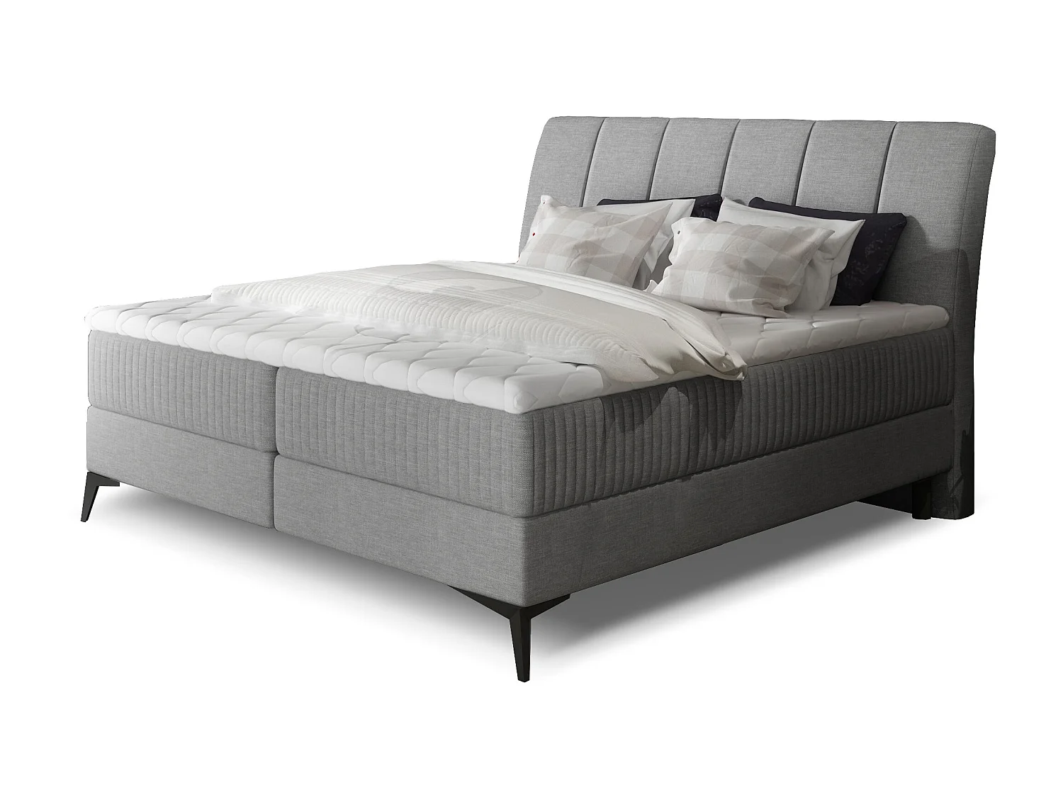 Lit continental moderne avec matelas tissu gris clair Brato-140x200