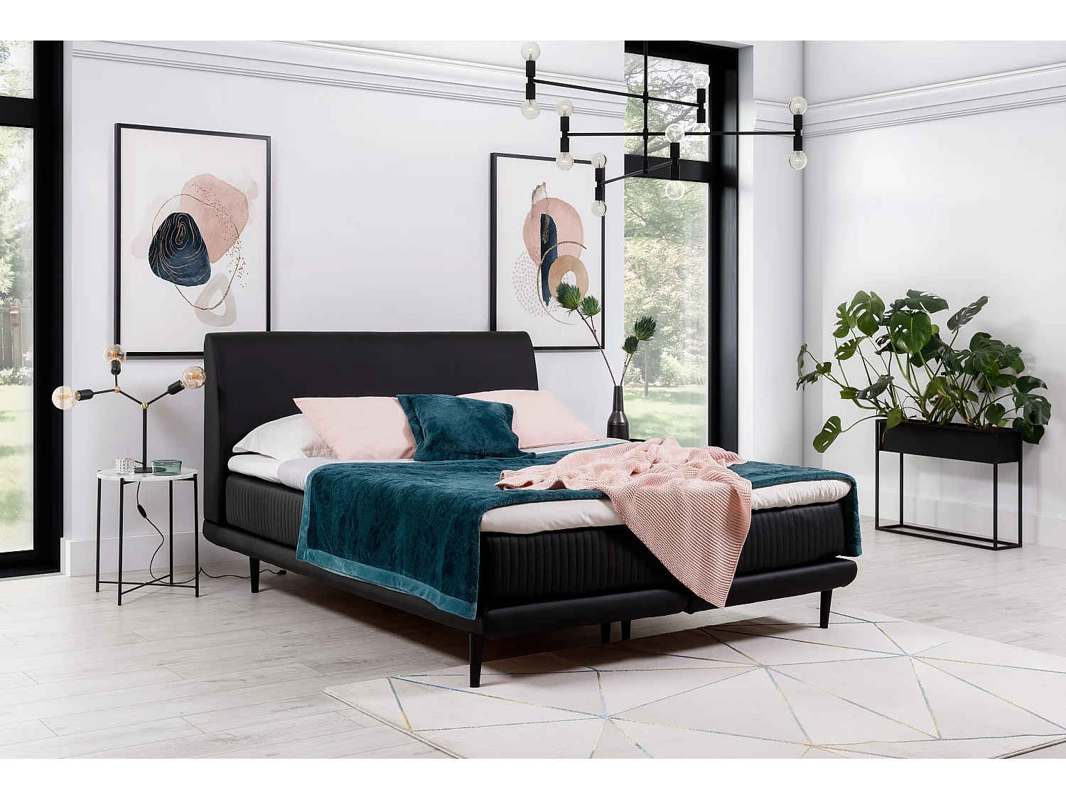 Boxspringbed 160x200 cm lichtbeige stof, bedbodem en matras inclusief Mastera