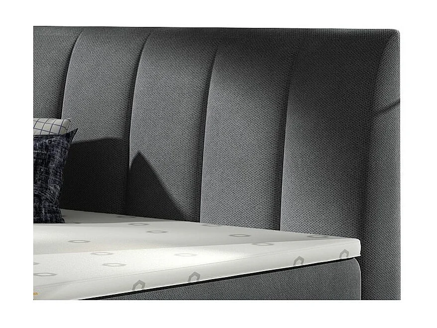 Lit continental matelassé tissu gris Florencia-180x200