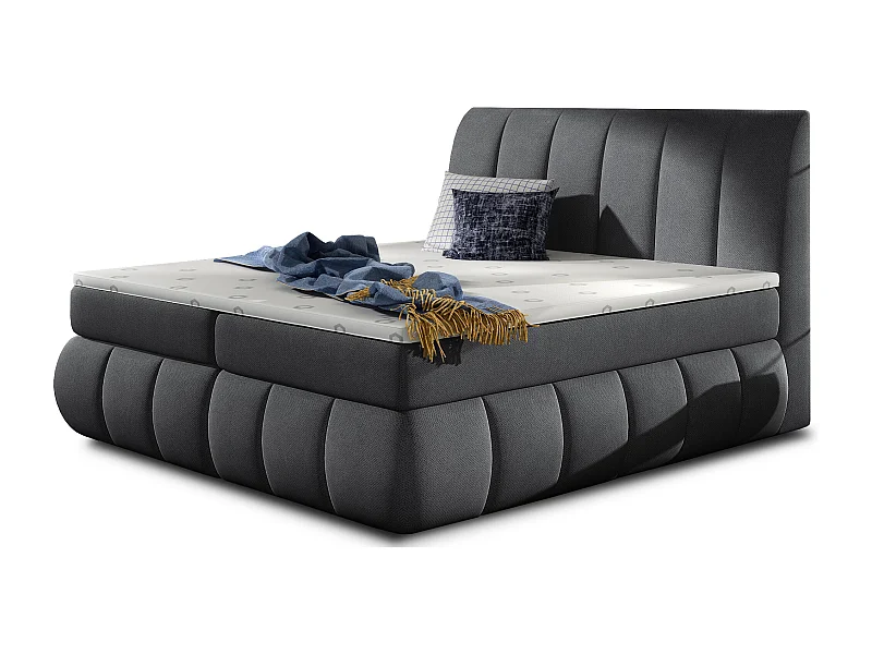 Lit continental matelassé tissu gris Florencia-180x200