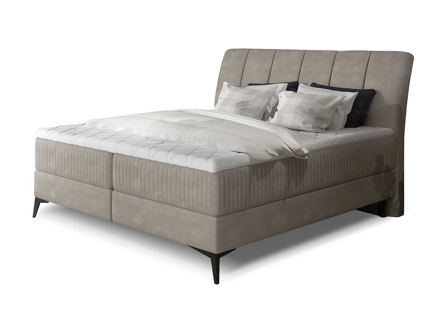 Modern continentaal bed met beige fluwelen matras Brato-Slapen 140x200cm