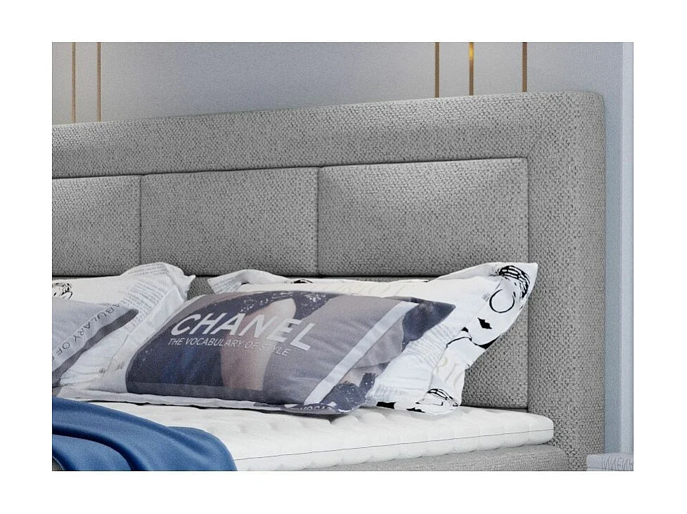 Lit continental tissu gris clair Balore-Couchage 160x200 cm