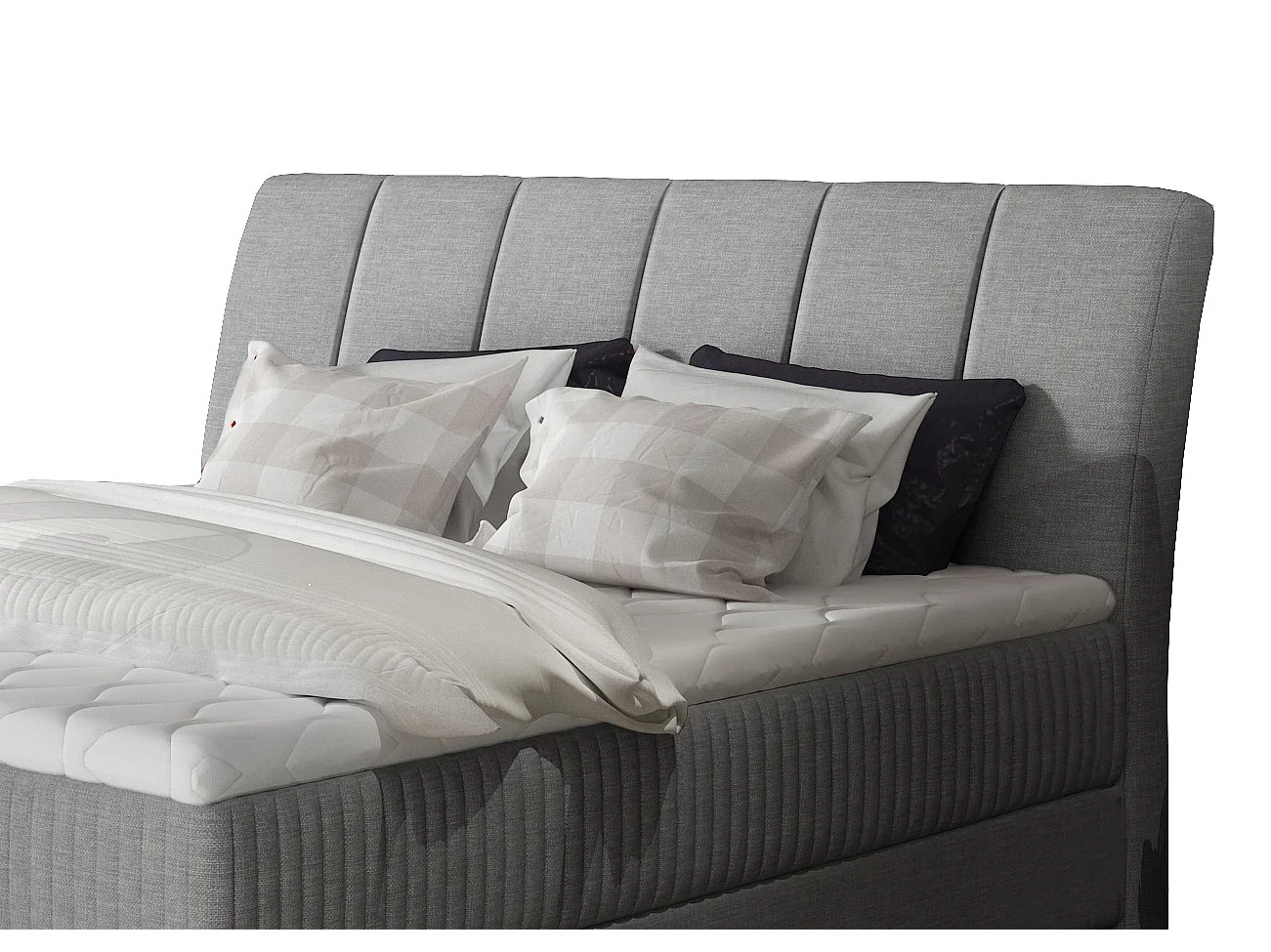 Lit continental moderne avec matelas tissu gris clair Brato-160x200