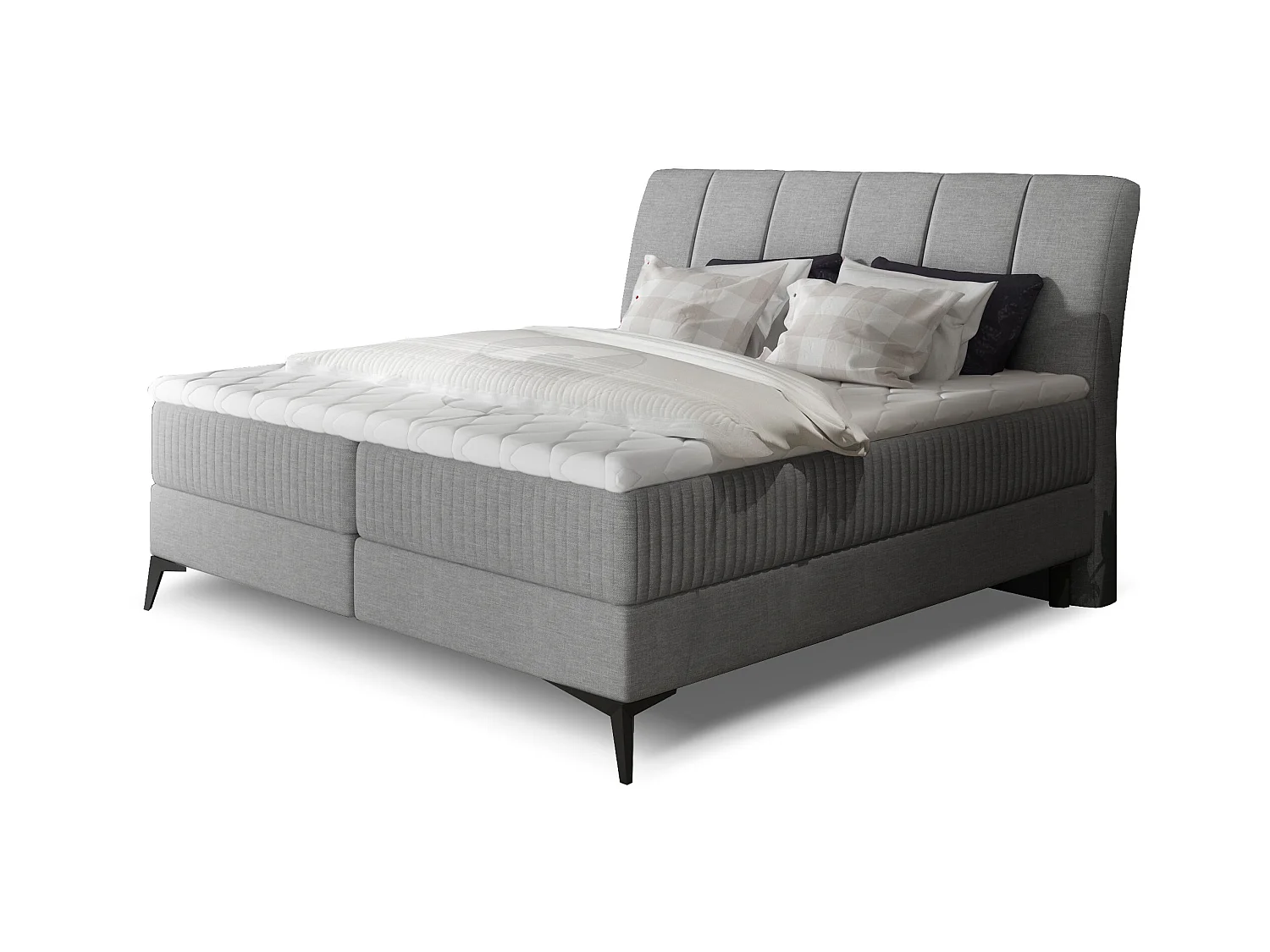 Lit continental moderne avec matelas tissu gris clair Brato-160x200