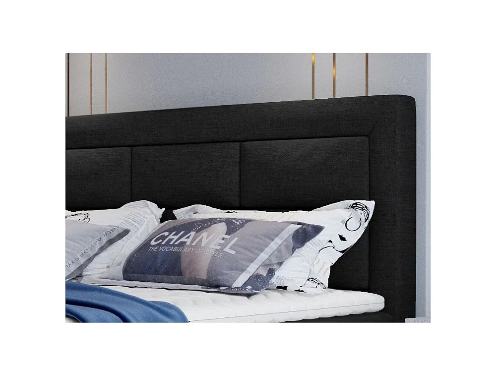 Balore continentaal bed van zwarte stof-Slapen 160x200cm