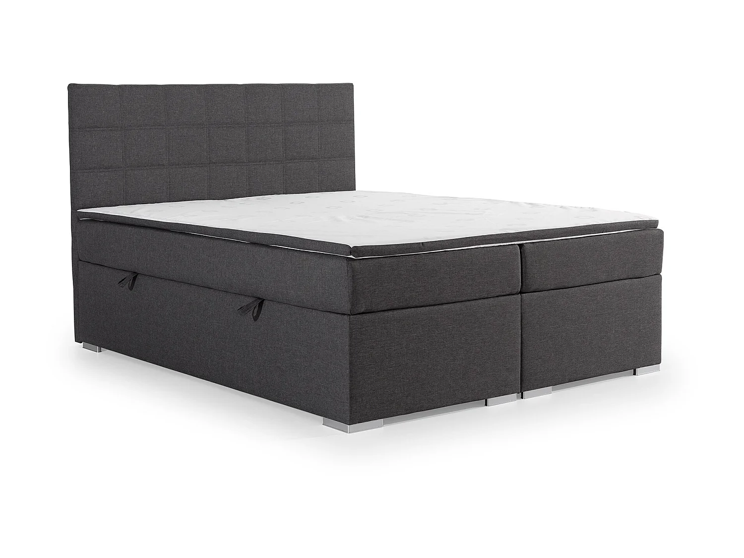 Lit chambre d'hôtel avec matelas tissu gris Alko-140x200