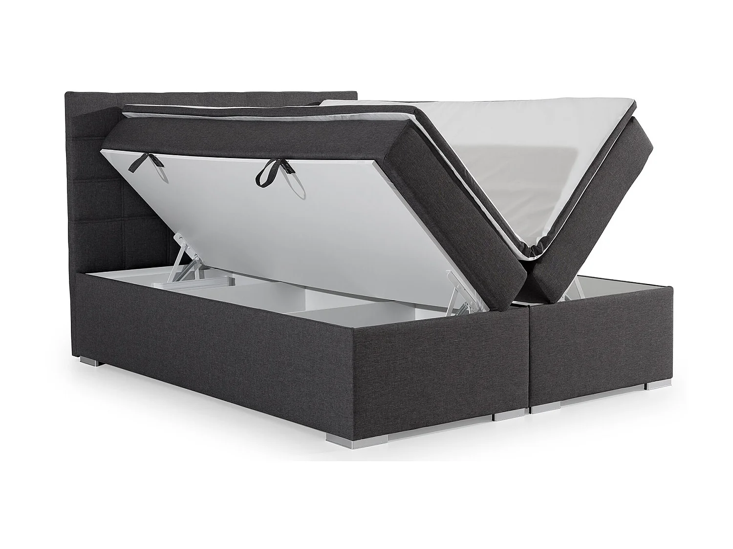 Lit chambre d'hôtel avec matelas tissu gris Alko-140x200