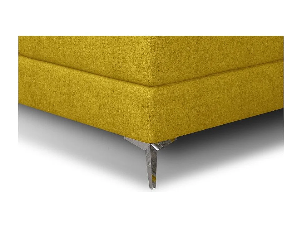 Lit design continental avec tête de lit capitonnée strass tissu jaune olive Banky-180x200