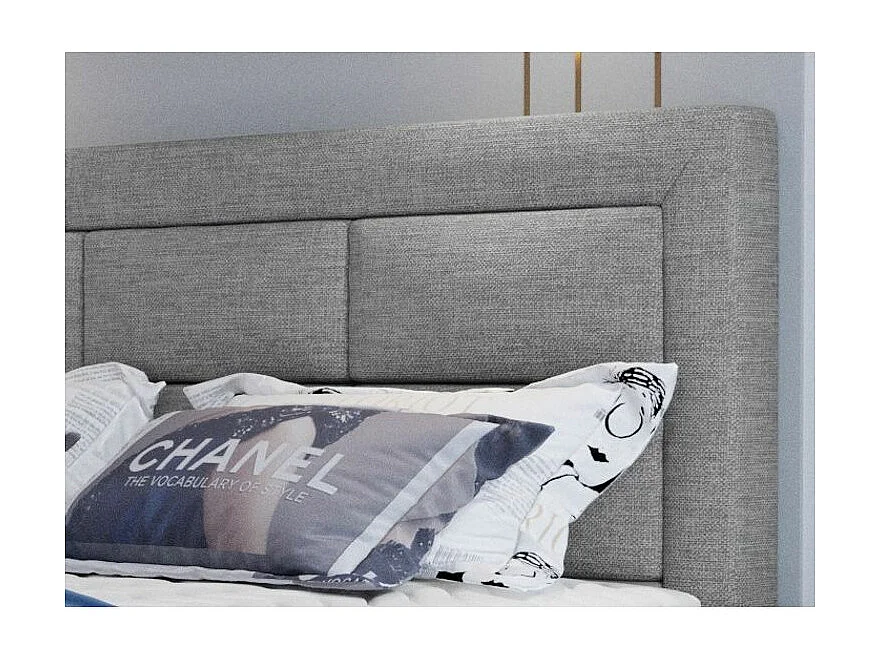 Lit continental tissu gris clair chiné Balore-Couchage 180x200 cm