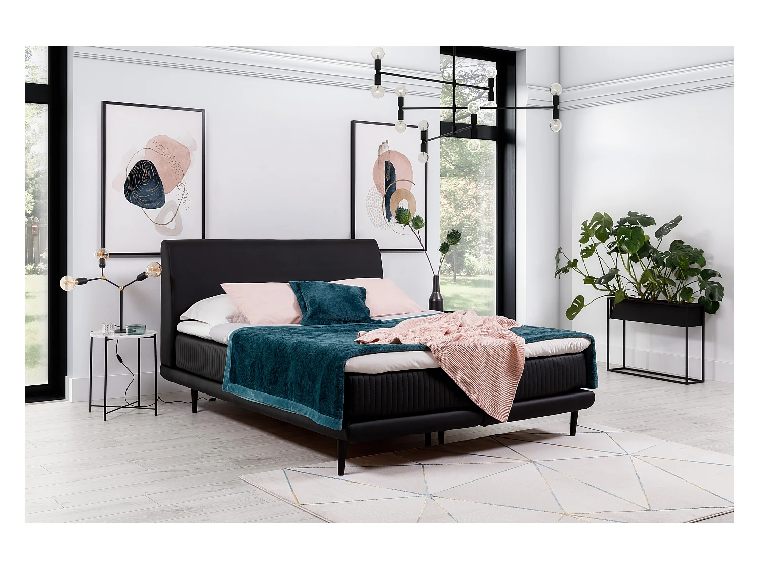 Boxspringbed 140x200 cm lichtbeige stof, bedbodem en matras inclusief Mastera
