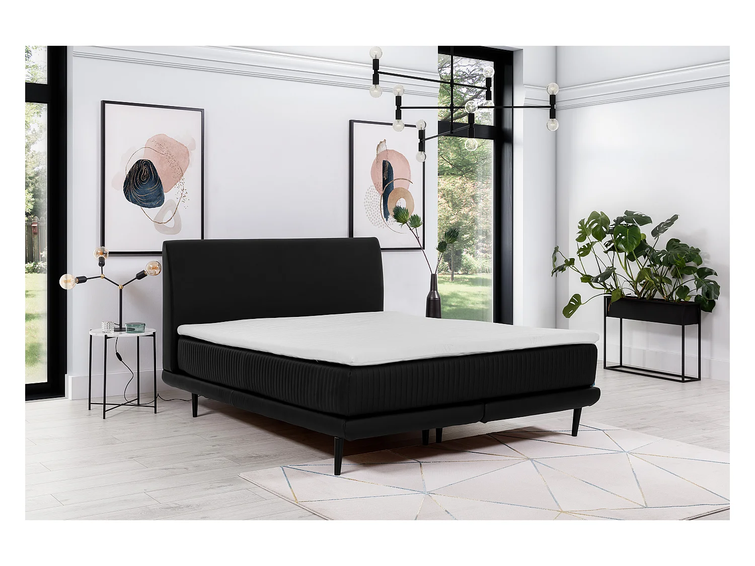 Boxspringbed 140x200 cm lichtbeige stof, bedbodem en matras inclusief Mastera