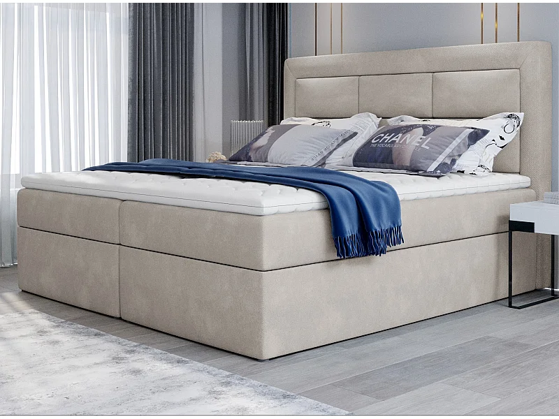 Balore beige fluwelen continentaal bed-Slapen 180x200cm