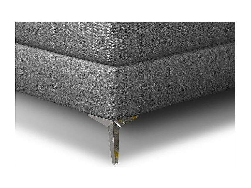 Lit design continental avec tête de lit capitonnée strass tissu gris Banky-180x200