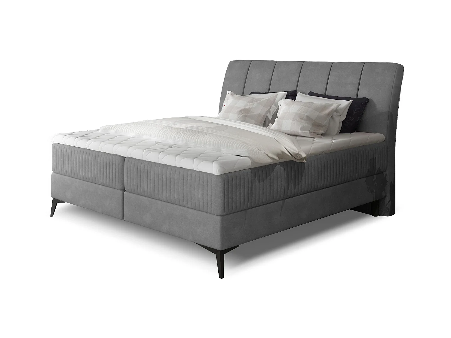 Lit continental moderne avec matelas velours gris Brato-160x200