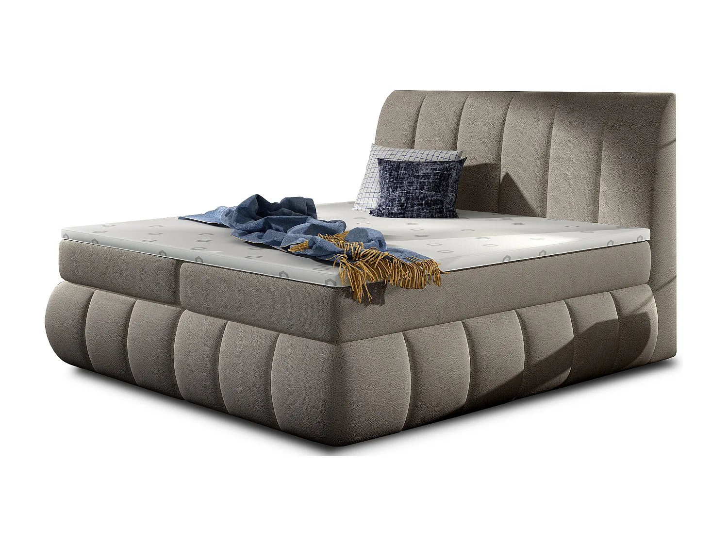 Florencia gewatteerd continentaal bed in beige stof-Slapen 160x200cm