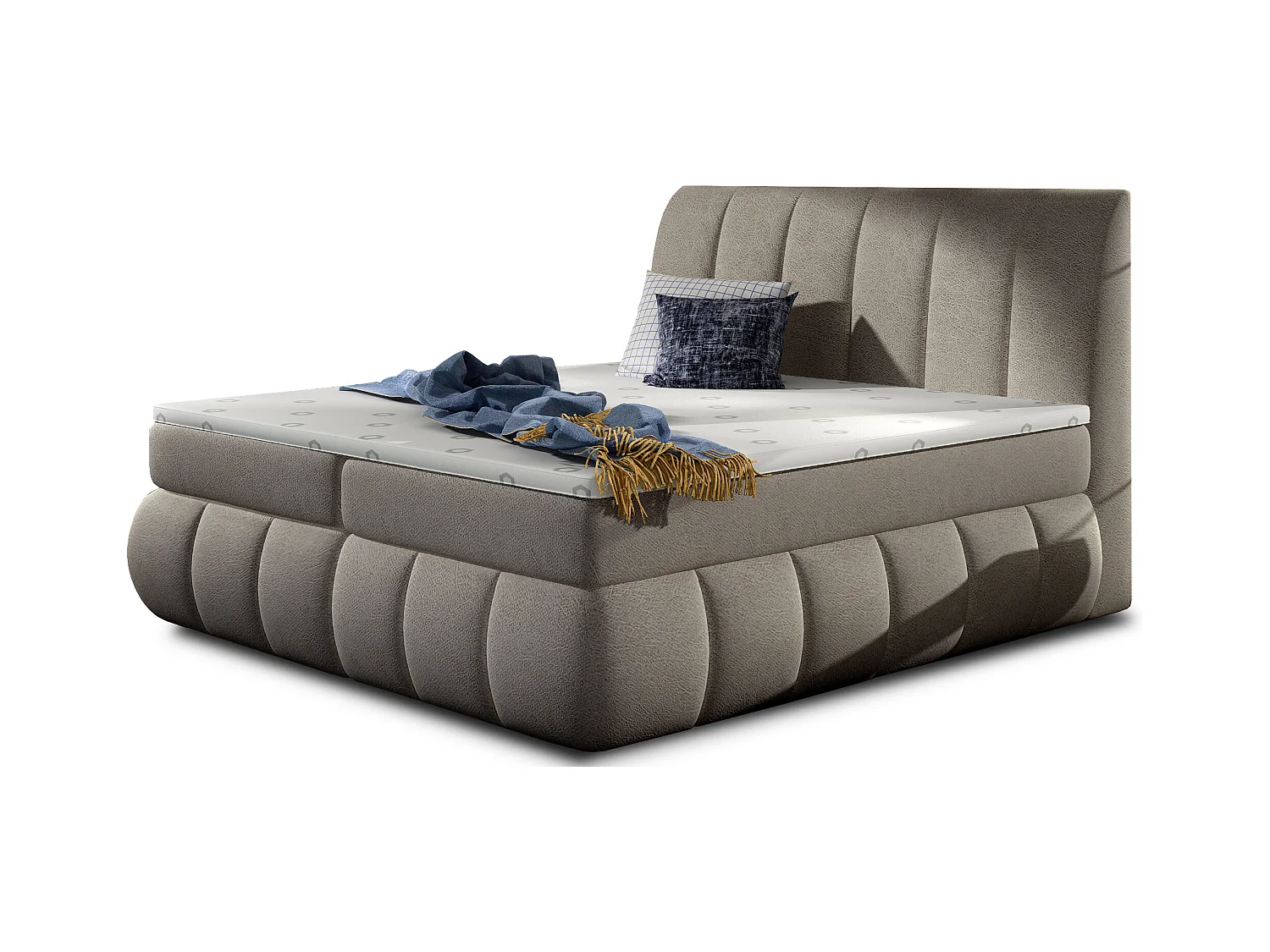 Lit continental matelassé tissu beige Florencia-160x200