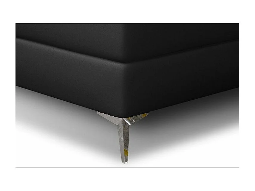 Lit design continental avec tête de lit capitonnée strass simili cuir noir Banky-140x200