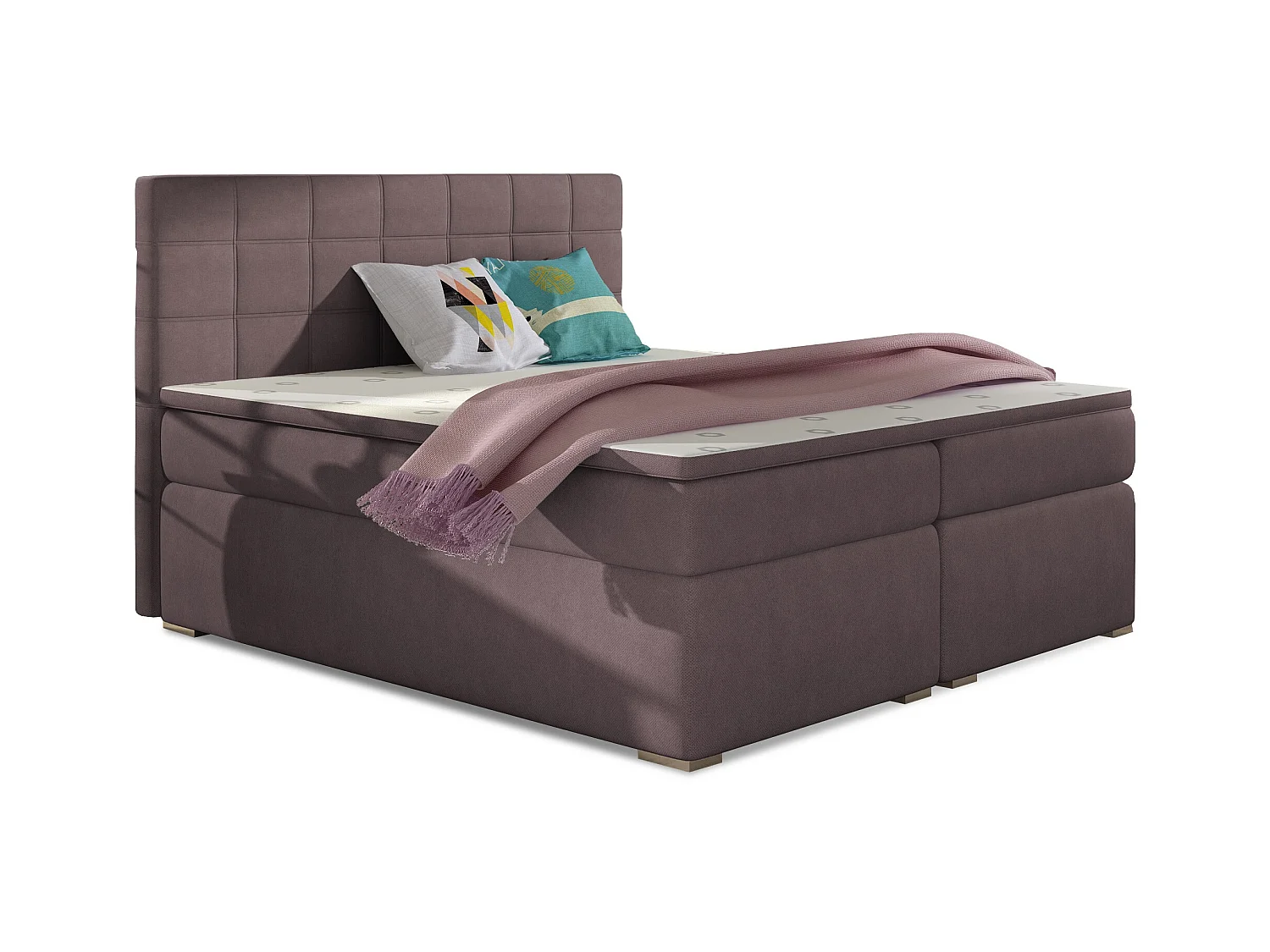 Lit chambre d'hôtel avec matelas tissu parme Alko-180x200