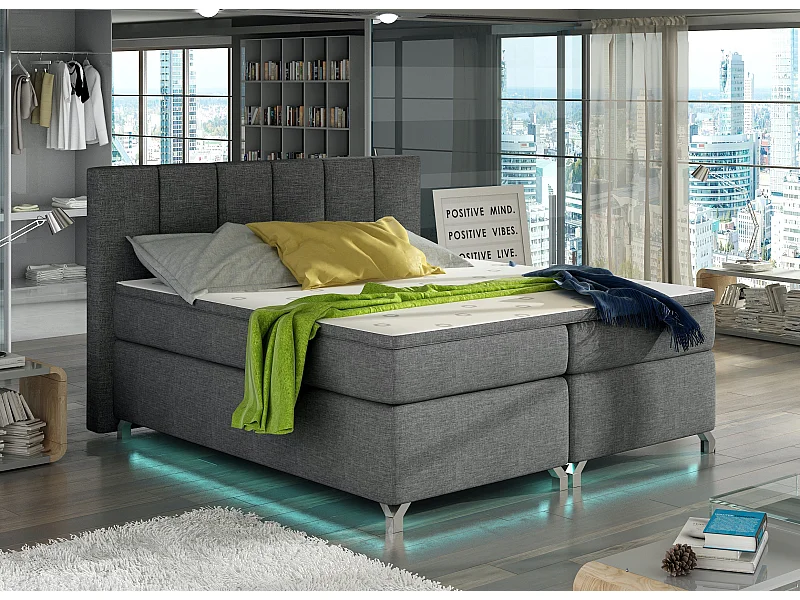 Lit boxspring 160x200 tissu anthracite Balfor
