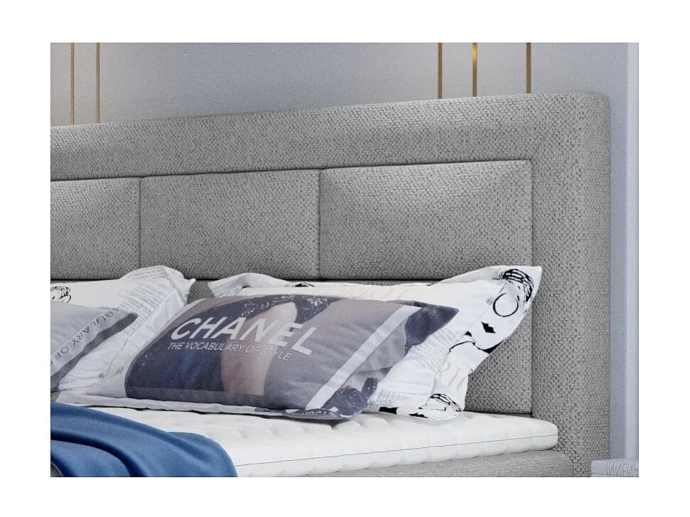 Lit continental tissu gris clair Balore-Couchage 140x200 cm